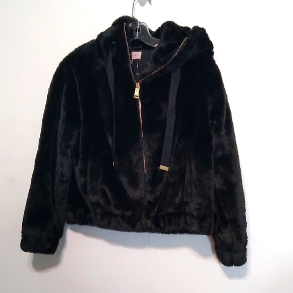 Philosophy Tops - Philosophy - Black Faux Fur Hoodie - Size XS